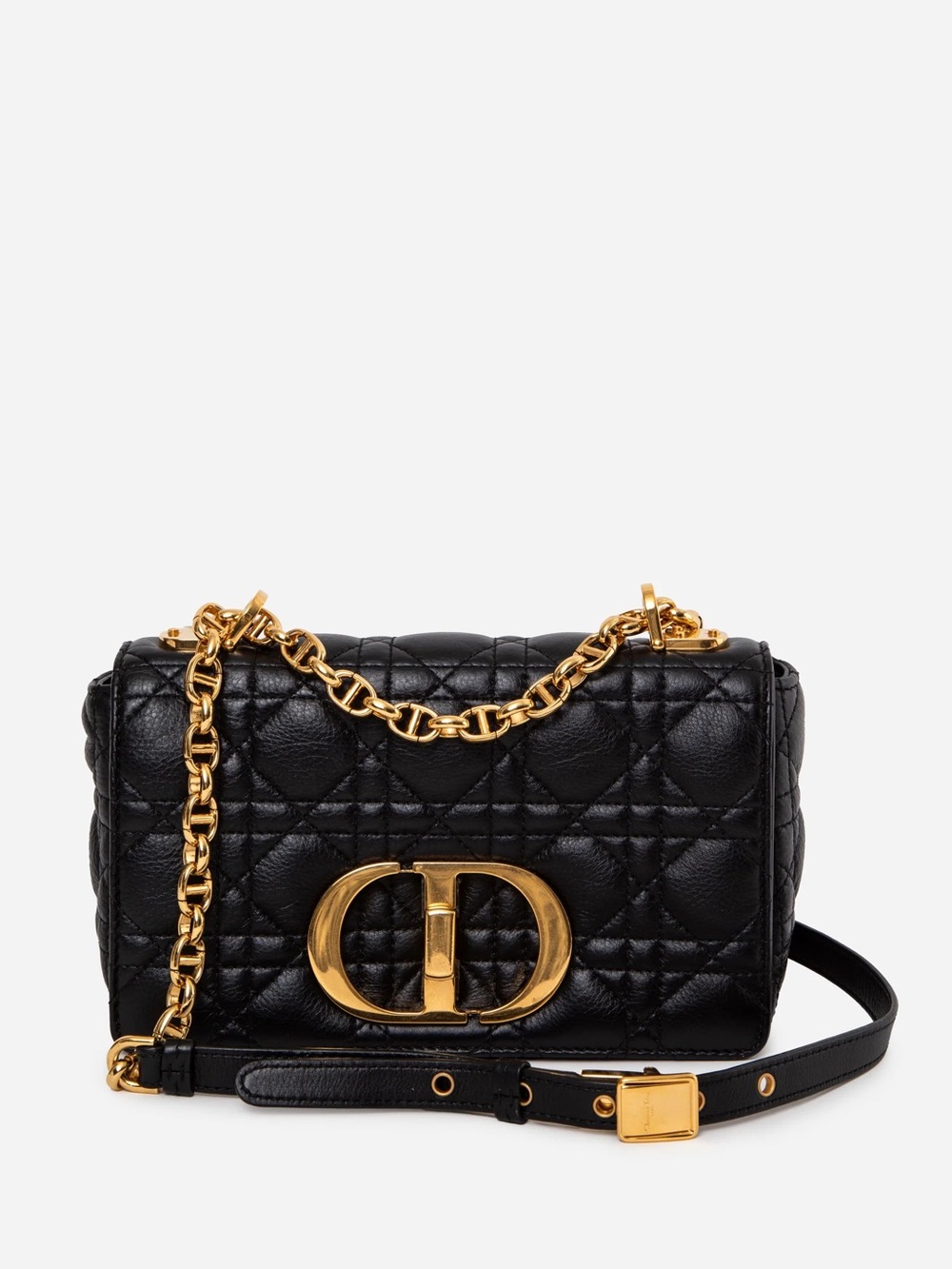 Christian Dior 2021 Black Calfskin Cannage Small Caro Bag
